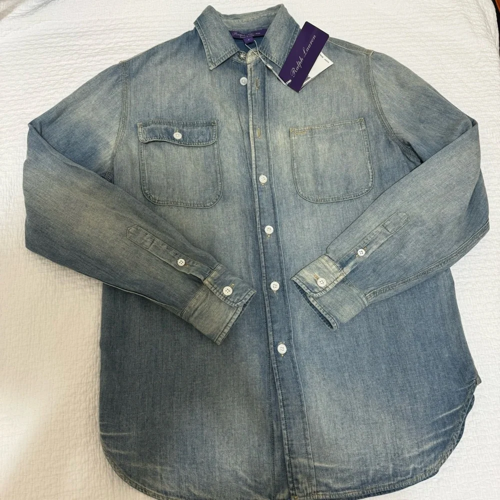 Ralph Lauren collection Light Blue Denim Shirt, size 4, brand new. Women’s - Picture 3 of 9